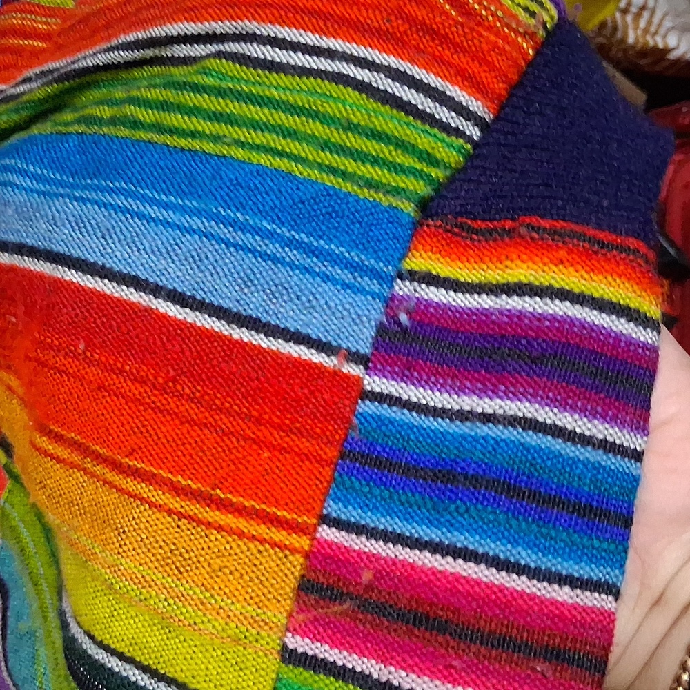 Handmade Serape Multicolor Western Bohemian Zip Up Jacket Size Large - Picture 4 of 9